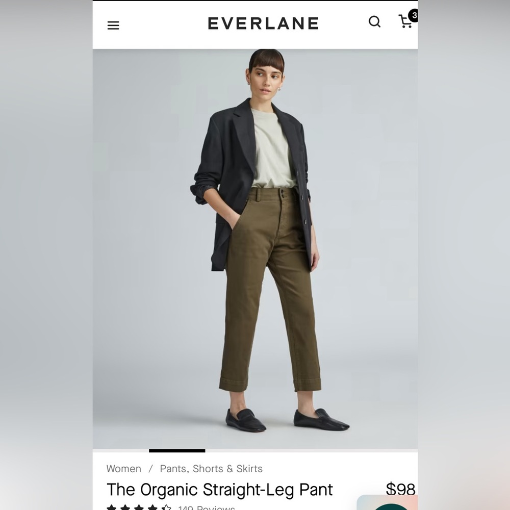 Everlane organic straight leg pant in beech, like new condition.